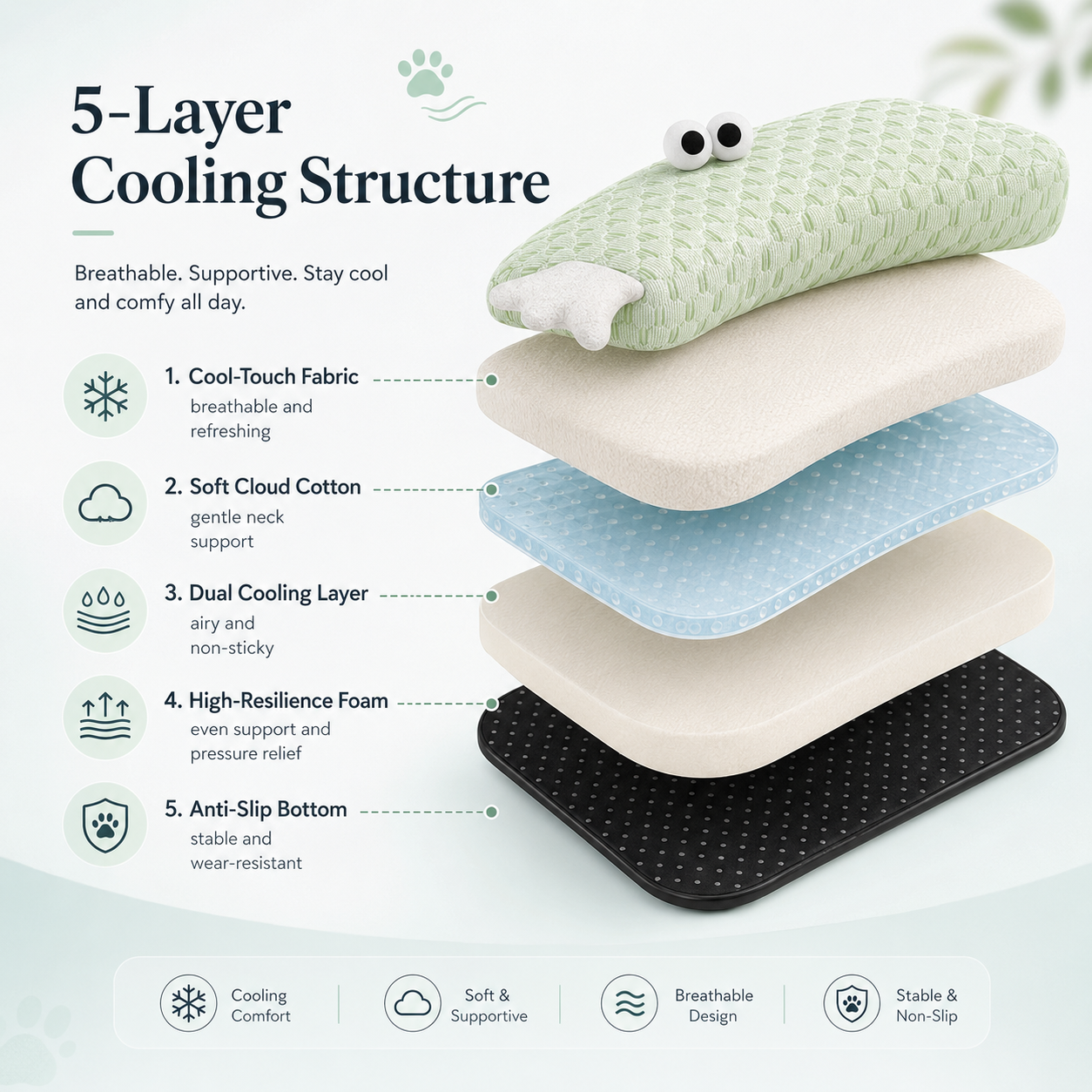Pet Cooling Mat with Pillow