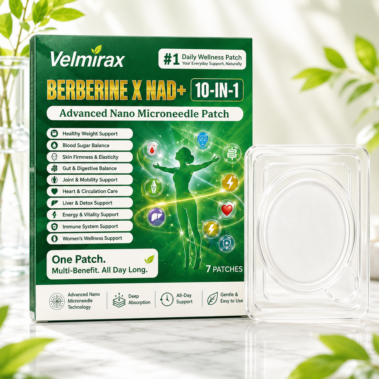 Velmirax® Moringa Berberine 10-IN-1 Advanced Nano Microneedle Patch