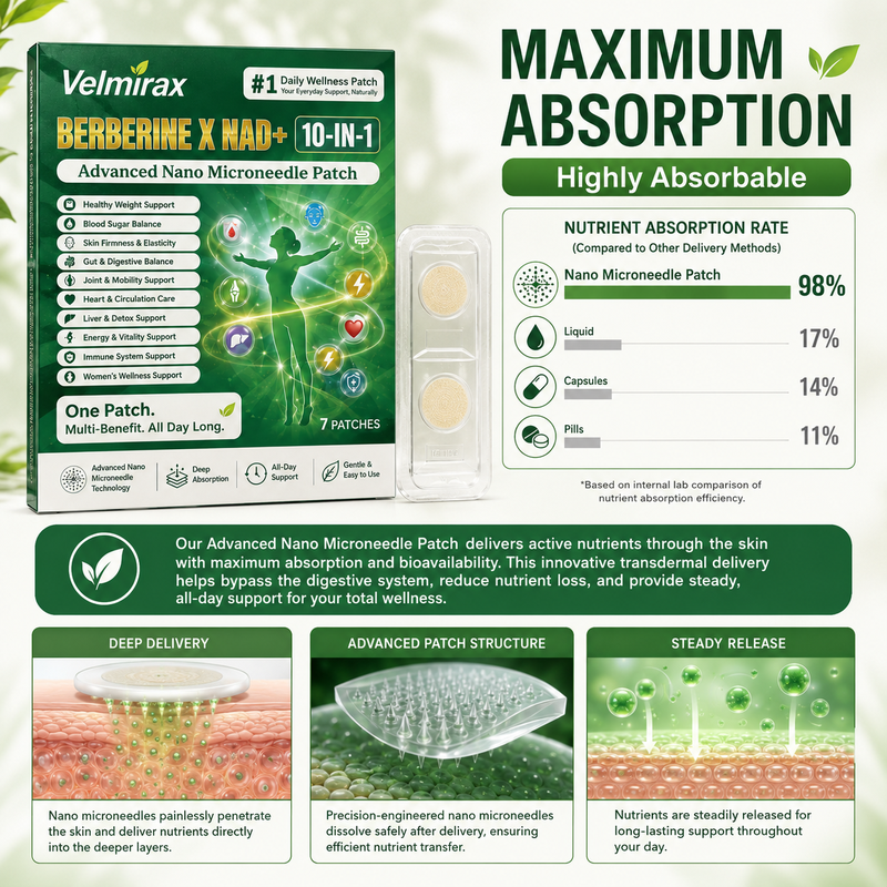 Velmirax® Moringa Berberine 10-IN-1 Advanced Nano Microneedle Patch